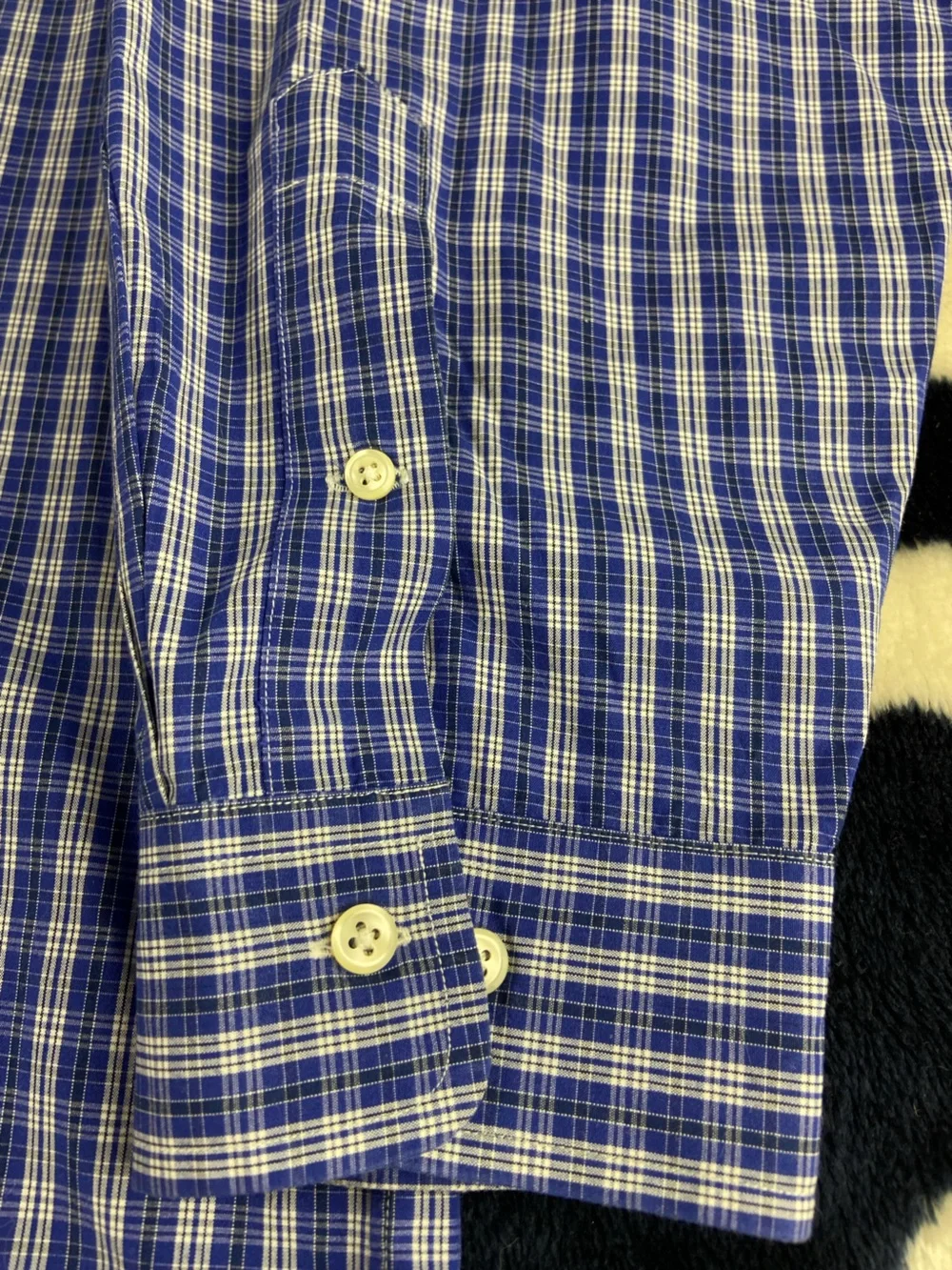 Ralph Lauren Blue White Plaid Button-Down Shirt Classic Fit Long Sleeve